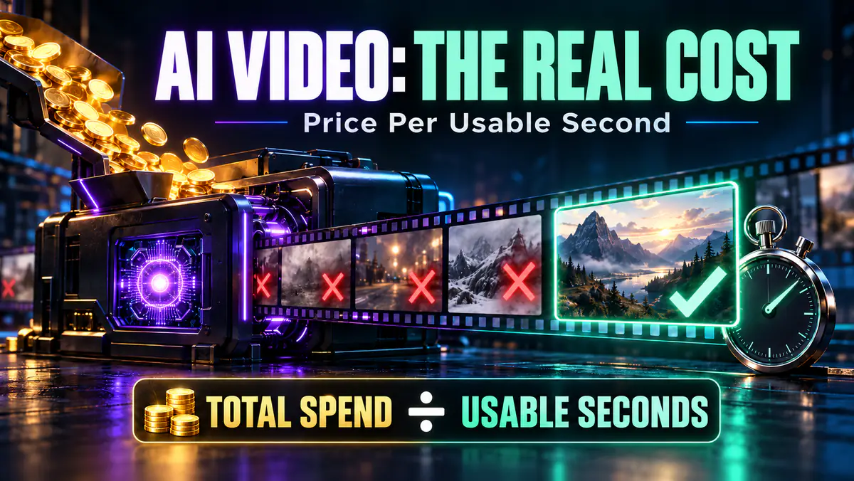 AI video production pipeline calculating total spend divided by accepted usable footage