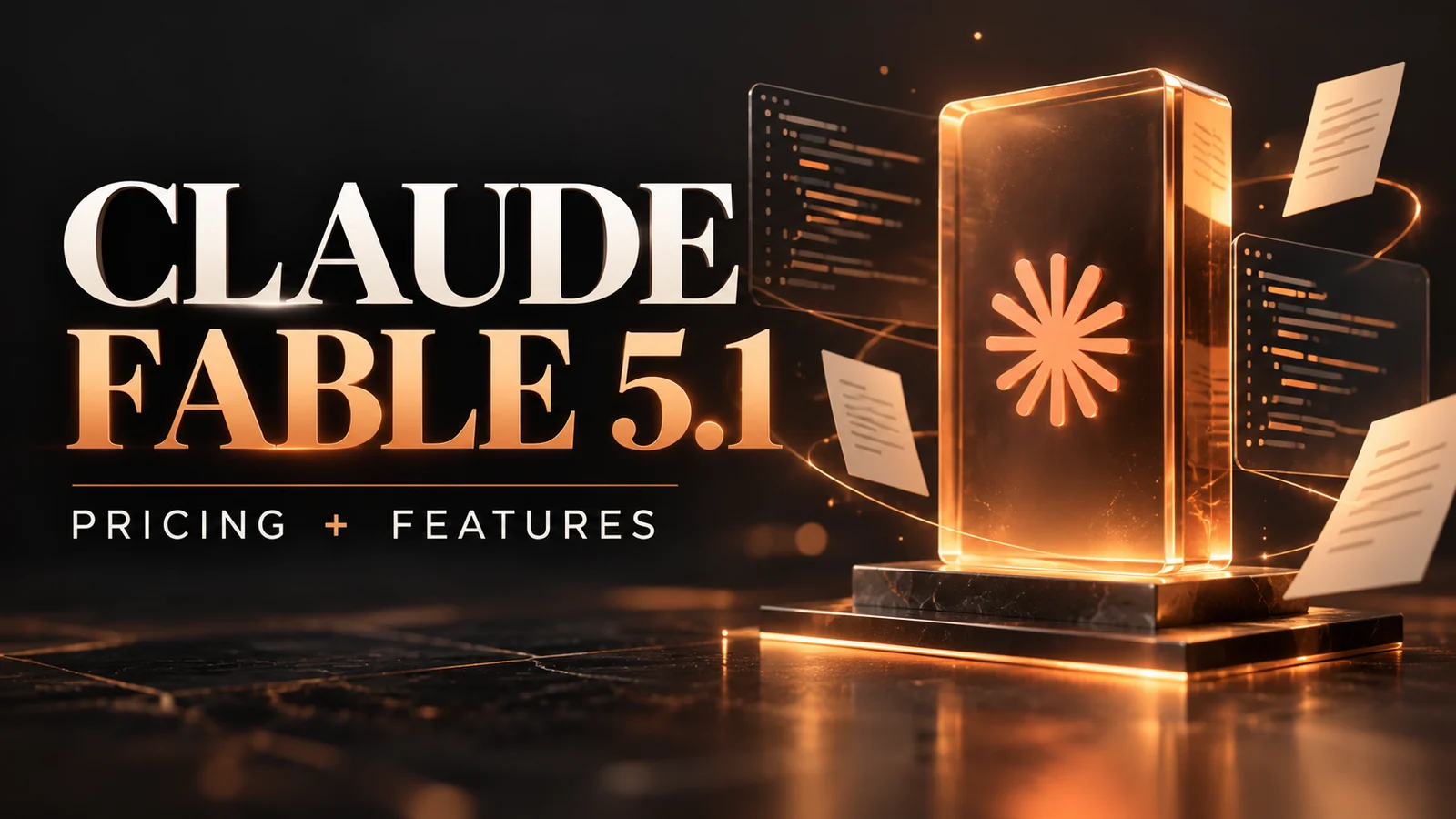 Claude Fable 5.1 editorial thumbnail with the Claude logo and Pricing and Features headline